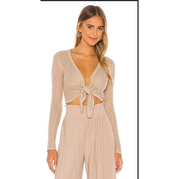 Alice + Olivia Cropped Cardigan Fergie Tie Front Small Fairy Cottagecore Boho‎ - Picture 1 of 9